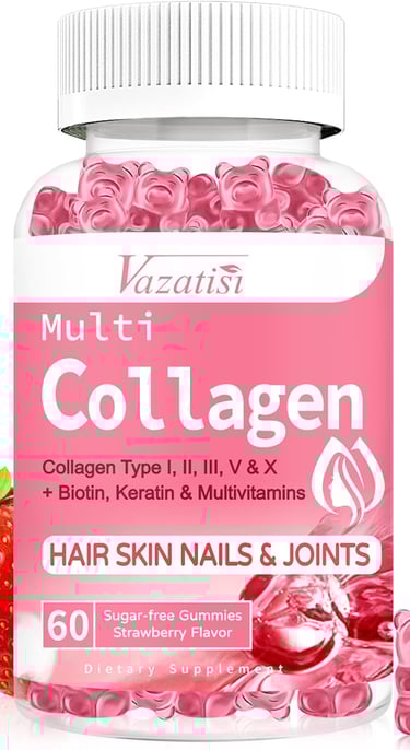 Sugar Free Collagen Gummies for Women Men, 2500mg