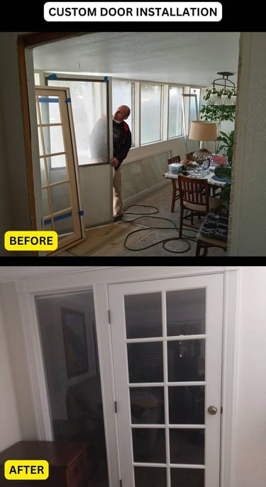 Custom door installation in house in Fresno, CA