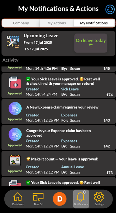 a phone screen showing a list of notifications