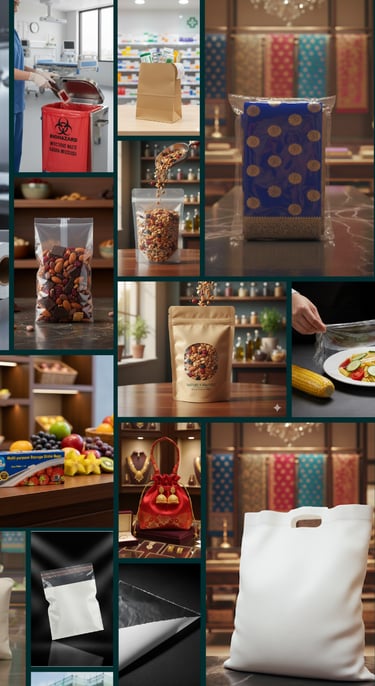 PAPER BAG, BOPP BAG, PLASTIC CARRY BAG, GARBAGE BAG, STANDING POUCH BAG