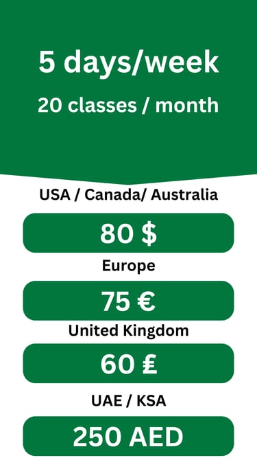 5 days/week fees