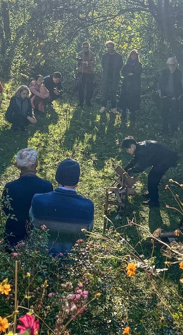 current situation ikebana performance at Crossbreeds Cracks Currents PF25 Dornach Extension Exhibition