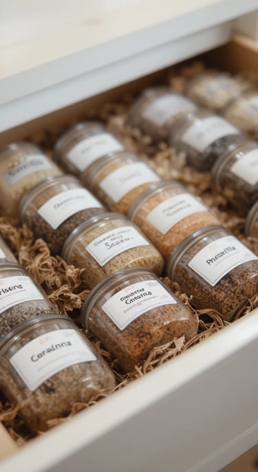 Square Spice Jars with Bamboo Wooden Lid