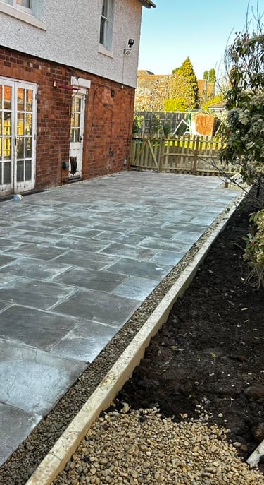 grey stone slabs installed by B R Building and Landscapes in droitwich