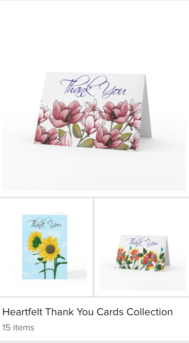 thank you card collection of digital floral art