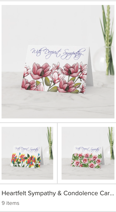 Digital floral art sympathy cards