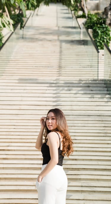 portrait on stairs at apurva kempinski bali nusa dua