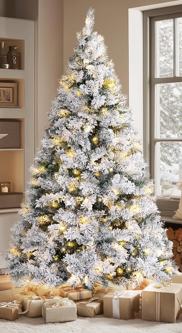 a christmas tree with presents and presents on a rug