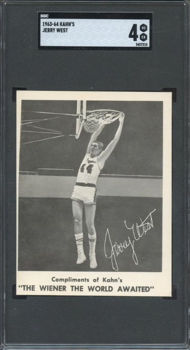 1963 Kahn's Wiener Jerry West 'stuff shot' basketball card