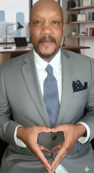 a man in a suit and tie is holding a cell phone