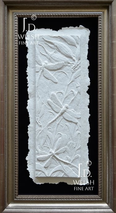 Wetland Whorled - Milkweed and Dragonfly Relief Sculpture - Cast Cotton - Jeremiah D Welsh