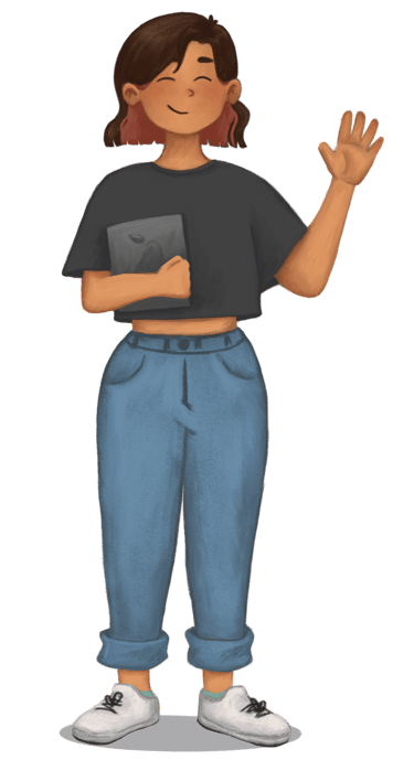 Cartoon character waving