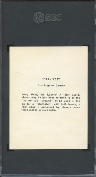 1963 Kahn's Wiener Jerry West 'stuff shot' basketball card (back)