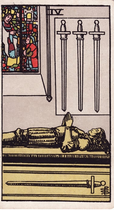 Four of Swords meaning upright and reversed tarot card reading