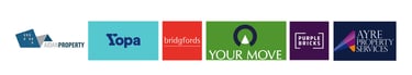 a group of four different logos for a company