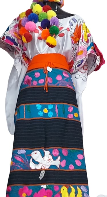 Yucatan folklorico dress with rebozo and tocado Tradiciones Norma Phoenix AZ