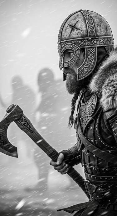 Viking warrior charges into battle