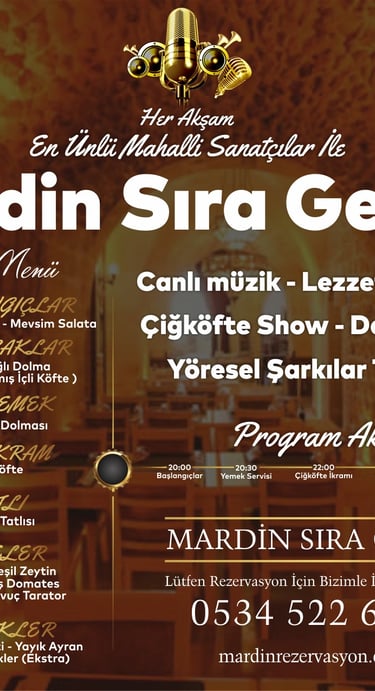 Mardin Sıra Gecesi Yemekli Menü