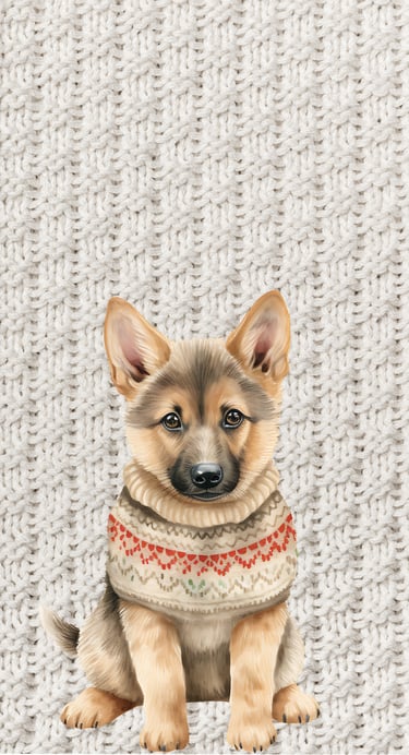 german shepherd in a christmas sweater