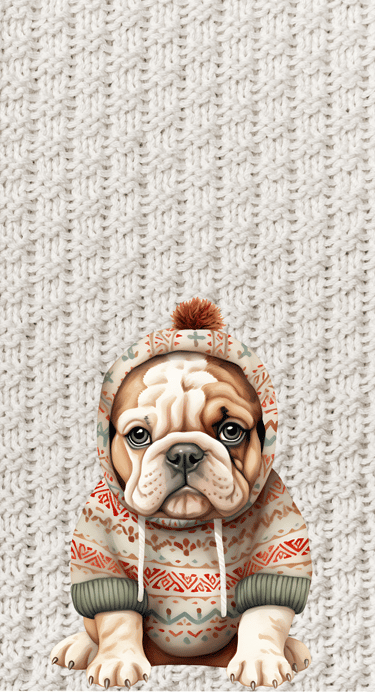 Bulldog  in a christmas sweater