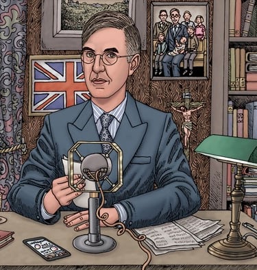Art of Jacob Rees-Mogg for the ConHome website.