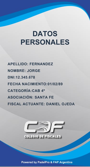 Imágen Demo Carnet Federativo FAP Dorso