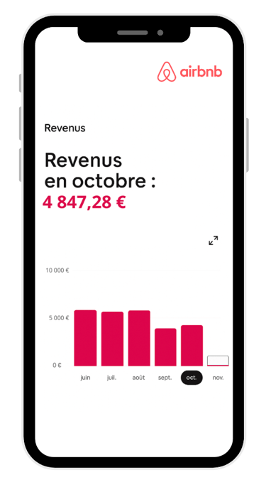 visuel représentant les revenus sur Airbnb, le chiffre d'affaire généré sur 1 mois de location