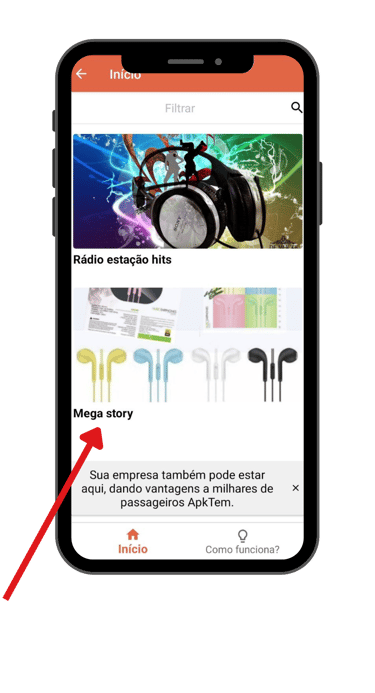 um telefone mostrando o aplicativo na tela