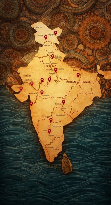 golden colour Indian map representing India Entry & Expansion Advisory