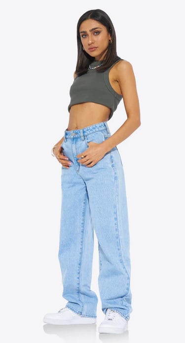 women's light blue high waist jeans