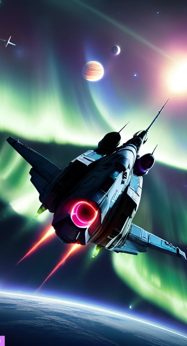 AI Art Geomagnetic storm spaceship