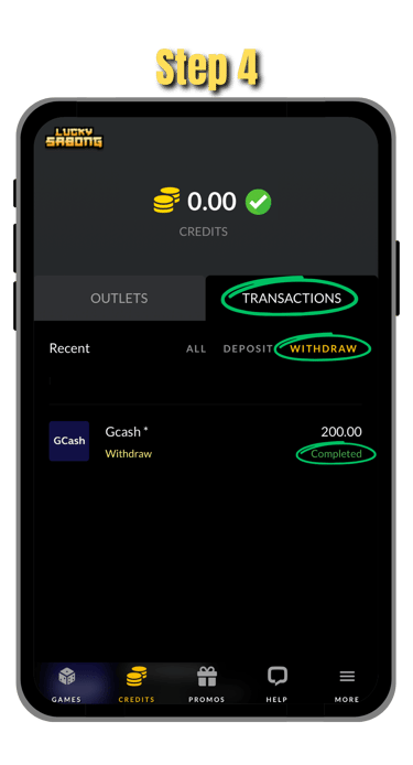 step 4 of how to cash out at phsabong