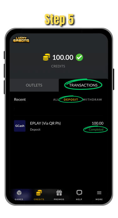 step 5 of how to cash in at phsabong