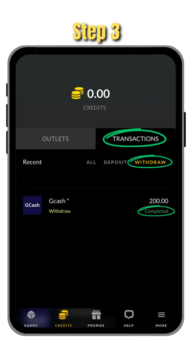 step 3 of withdrawing funds in go perya on mobile screen