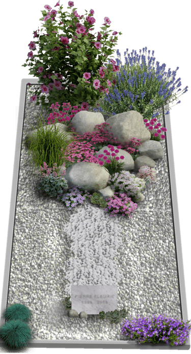 Tombe paysagère esprit rocailles