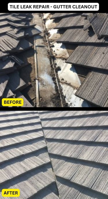 Tile roof leak roof repair on house in Fresno, CA