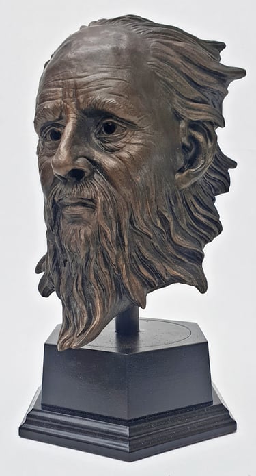 Hand-painted resin bust produced through custom 3D sculptural services
