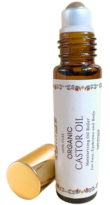 Pure Organic Castor Oil Roll On For Lips, Eyebrows, Under Eyes, Eyelashes and Cuticles - Easy, Less 