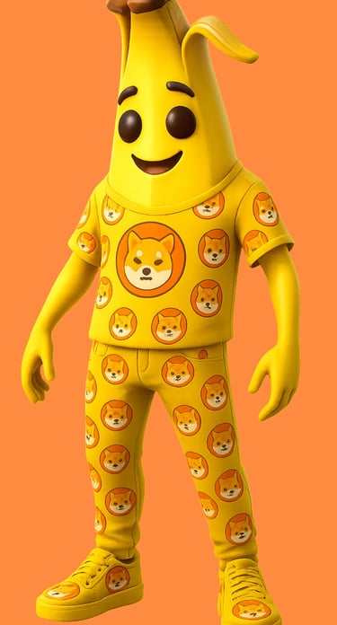 a banana banana character in a yellow shirt and yellow pants