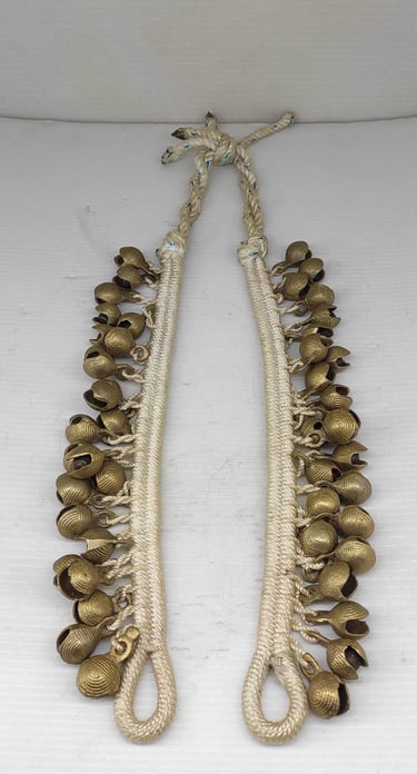 "Handcrafted tribal anklet pair with large bells–traditional foot accessory-Globally demanded"