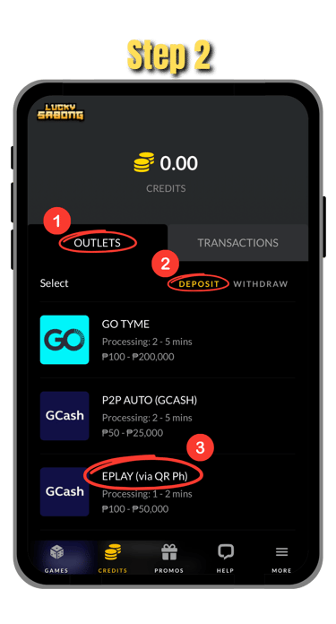 step 2 of how to cash in at phsabong