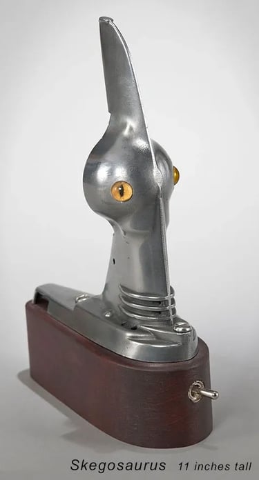 Found object assemblage creature sculpture by assemblage artist Tal Avitzur.