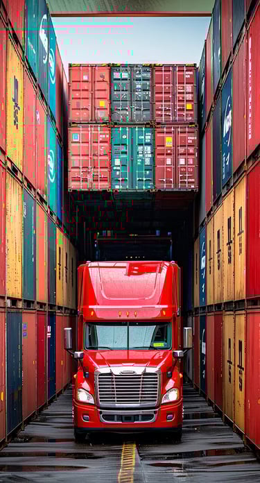 camión de carga entrando en depósito y almacén de Pro Cargo