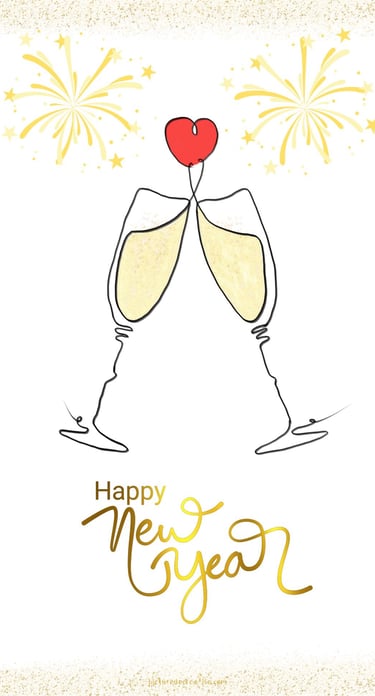 happy new year wishes with champagne glass online drawing