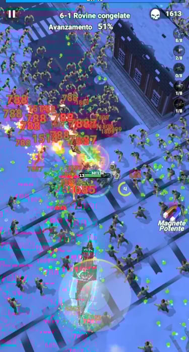 Immagine gameplay frenetico Mech Assemble: Zombie Swarm.