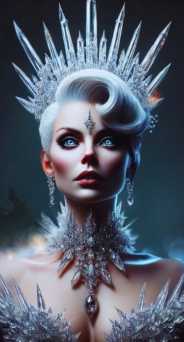 Haunting Salt Queen Beauty, embodying the allure and danger of excessive sodium consumption.