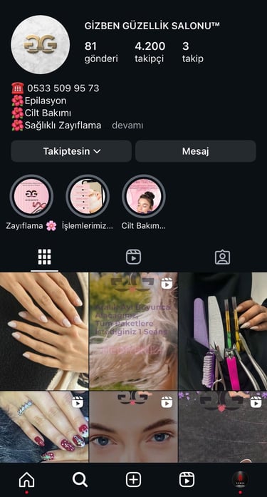 Gizben Güzellik Salonu Sosyal Medya Yönetimi