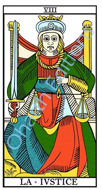 La Justice extrait du livre Tarot de Marseille le sens par l'image
