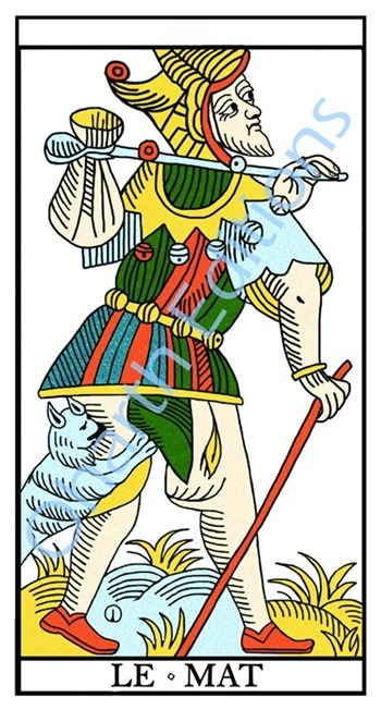 Le Mat extrait du livre Tarot de Marseille le sens par l'image