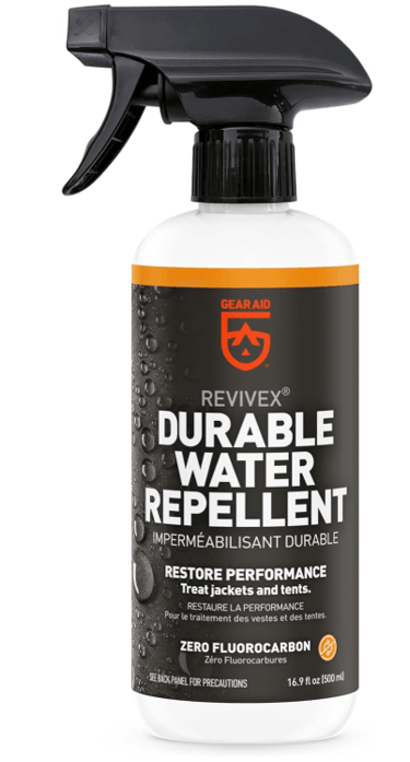 a bottle of revivex waterproofer spray